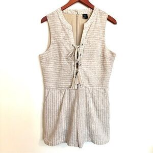 ETHEREAL Beige Striped Romper Shorts Size Large